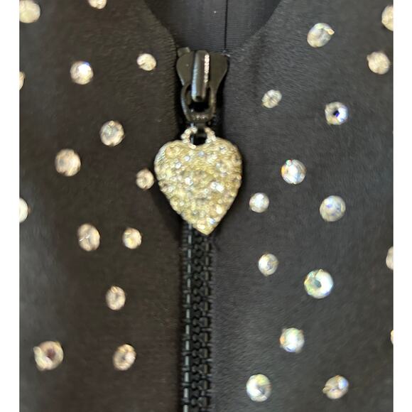 Vintage CrisCione New York Black Blazer Rhinestone Detail Boxy Zip Up Medium - Picture 7 of 8